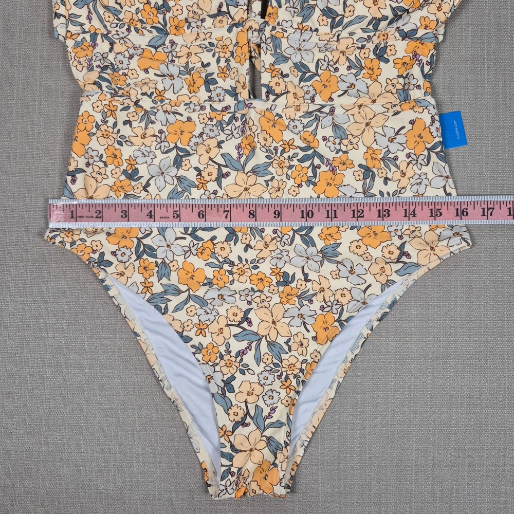 Cupshe Womens Floral Cutout One Piece Swimsuit Yellow Blue Size L New NWT - Picture 5 of 11